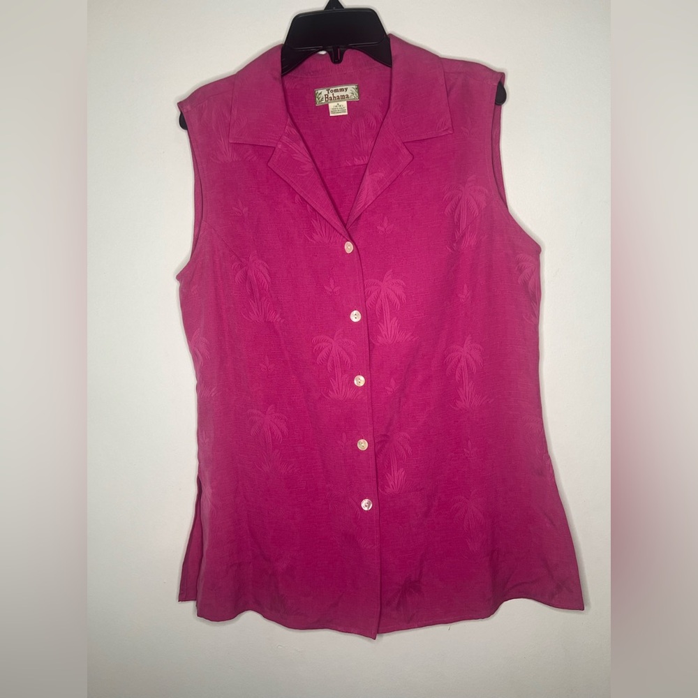 Tommy Bahama vintage women’s Fuchsia Button Down Sleeveless Shirt size S (4/6)